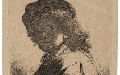 Rembrandt van Rijn (1606-1669) Self-Portrait in a Cap and Scarf with the Face dark