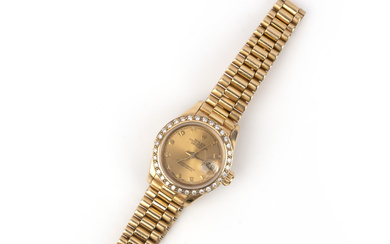 Rolex, a lady's gold and diamond wristwatch, 'Oyster Perpetual Datejust', ref. 69178