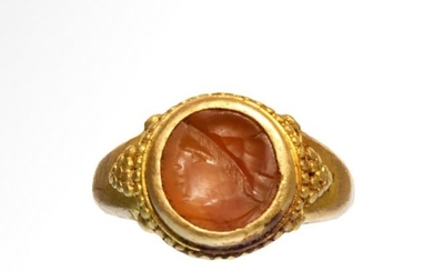 Roman Gold Ring with Head of Hermes Mercury