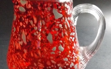 Ruby Red Small Hand Blown Art Glass Pitcher, Creamer