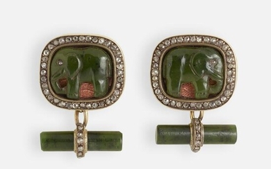 Russian, Antique elephant cufflinks