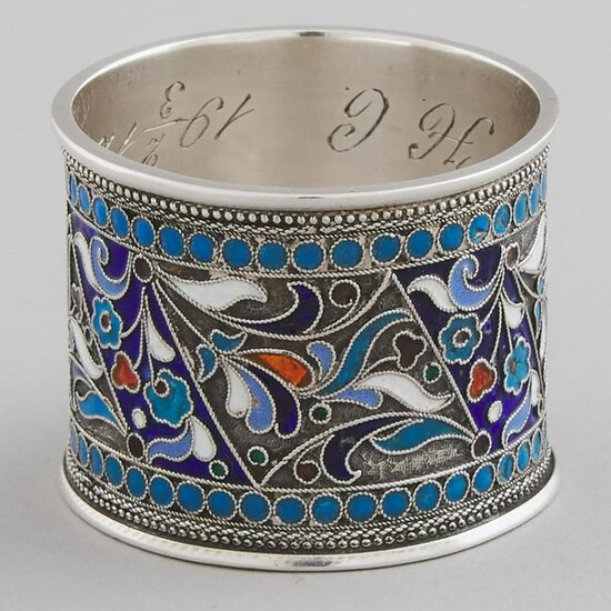 Russian Cloisonné Enameled Silver Napkin Ring, St.
