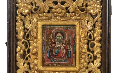 Russian Madonna and Child Religious Icon Painting
