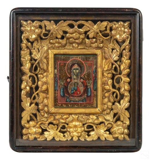 Russian Madonna and Child Religious Icon Painting