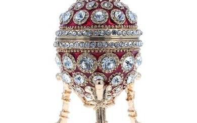 Russian Round Crystals Trinket Jewel Box Egg