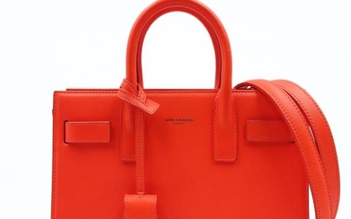 SAINT LAURENT "Sac de Jour" nano bag in fluorescent orange leather