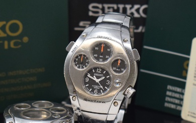 SEIKO Kinetic SPORTURA Montre-bracelet pour homme avec chronographe référence 9T82-0450, avec principe de génération automatique,...