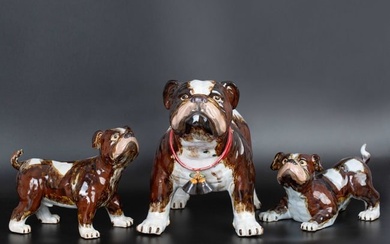 SET of 3 STANDING Royal Doulton Brindle & White Fu dogs