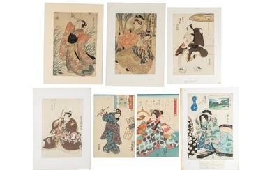 SEVEN JAPANESE WOODBLOCK PRINTS BY UTAGAWA TOYKUNI