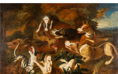 SNYDERS, Frans, ATTRIBUIERT/UMKREIS (F. S.: 1579-1657), "Wildschweinjagd"