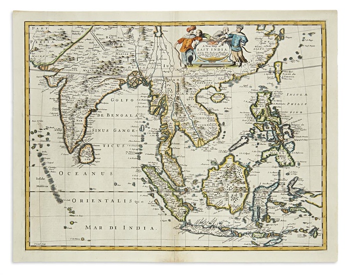 SPEED, JOHN. A New Map of East India. Double-page engraved map of India,...