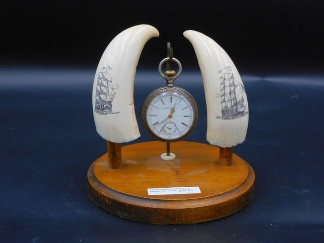 Scrimshaw Watch Holder. 20th century. Two