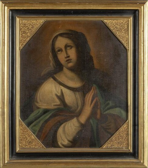 Scuola toscana sec.XVIII "Madonna orante" olio di