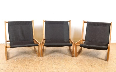 Serie van 3 lage retro stoelen