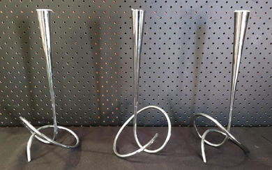 Set Of Three Modern Loop Maison Metal Candle Stick Holders (H: 30 x D: 12cm)