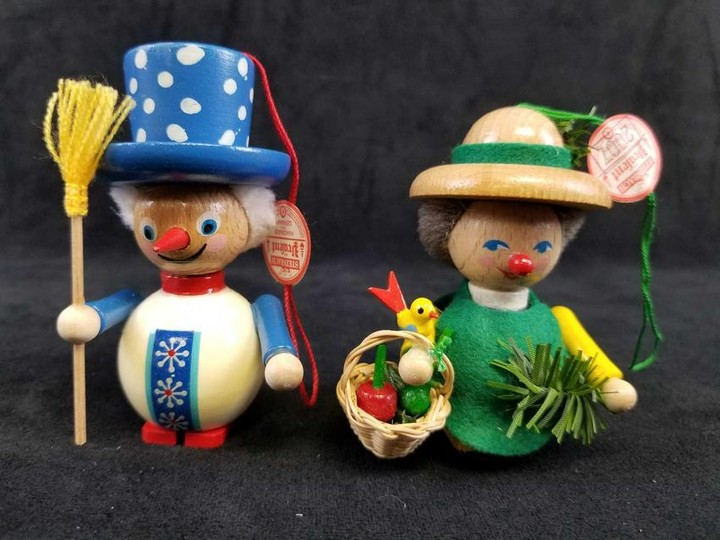 Set of 2 Steinbach GMBH German Wooden Toy Ornaments B