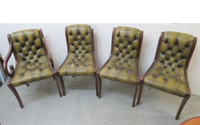 Set of 4 Dining Chairs, Chesterfield style deep button back ...