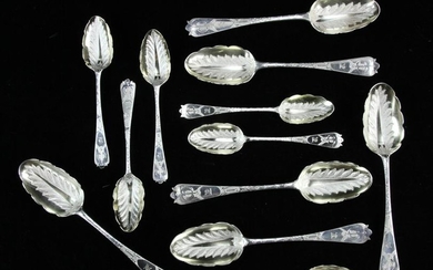 Set of Decorated English Sterling Spoons
