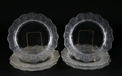 Set of six Lalique Crystal 'Honfleur' Dishes (Dia:21cm)