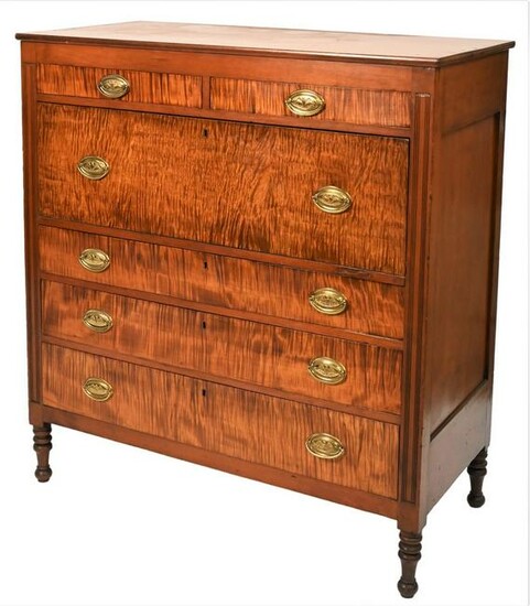 Sheraton Cherry Butlers Desk, with tiger maple drawers