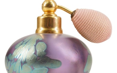 Signed Iridescent Atomizer Art Glass Perfume Bottle