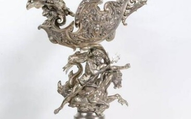 Silver Plated Compote with Classical Figures