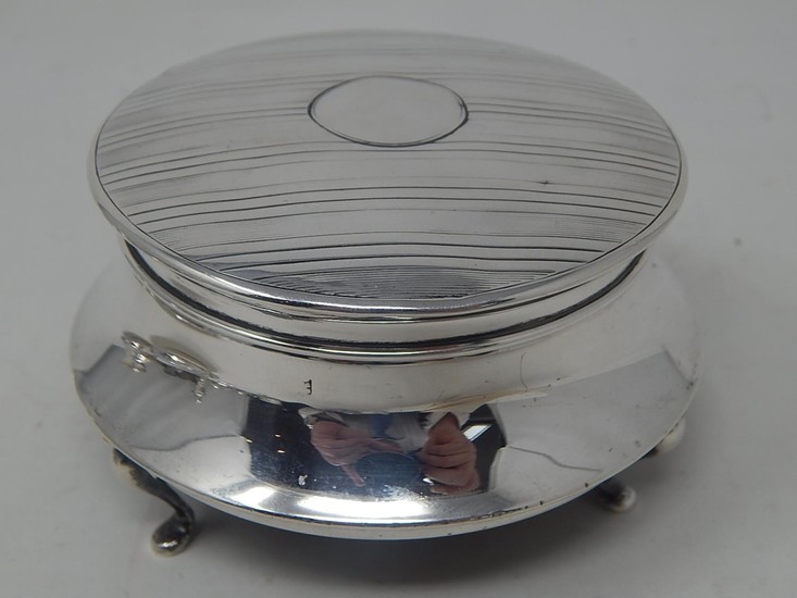 Silver Ring/Jewellery Box of conical form with Engine Turned...