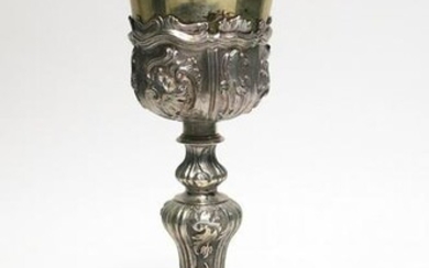 Silver chalice with gilt bowl and rocaille decor