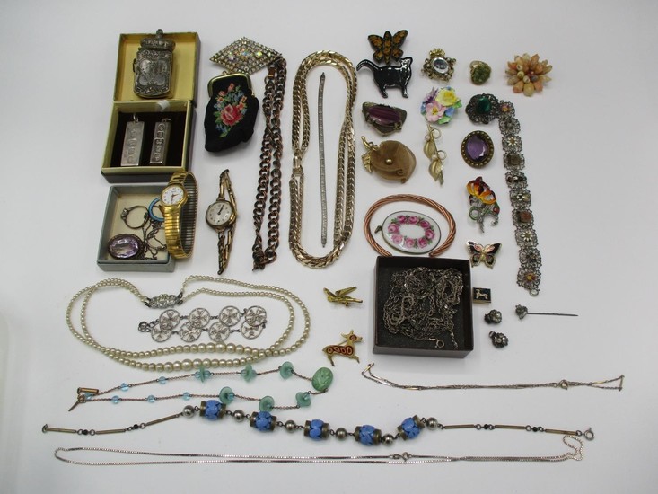 Silver enamelled and other jewellery to include two ingot pe...