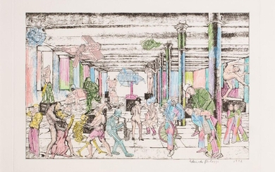 Sir Eduardo Paolozzi CBE RA, Scottish 1924-2005- Les Chants de Maldoror, 1992; etching with hand colouring on wove, signed, dated and numbered 43/50 in pencil, from the portfolio Six Artists, published by the Royal College of Art, plate 39.5 x 57cm...