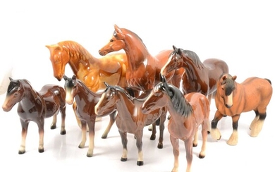 Sixteen Beswick and other horse models