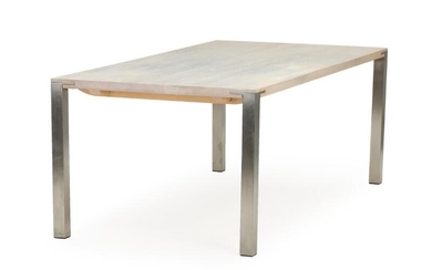 NOT SOLD. Søren Nissen, Ebbe Gehl: A solid ash dining table with steel legs and two extra leaves. H. 74. L. 200/300. W. 100. (3) – Bruun Rasmussen Auctioneers of Fine Art
