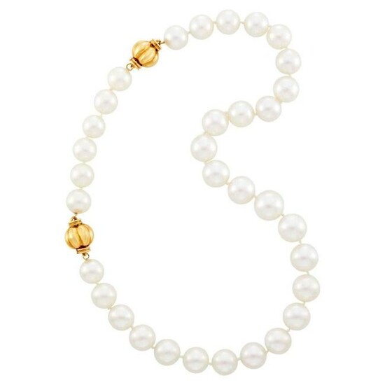 South Sea Cultured Pearl Necklace with Gold Clasps