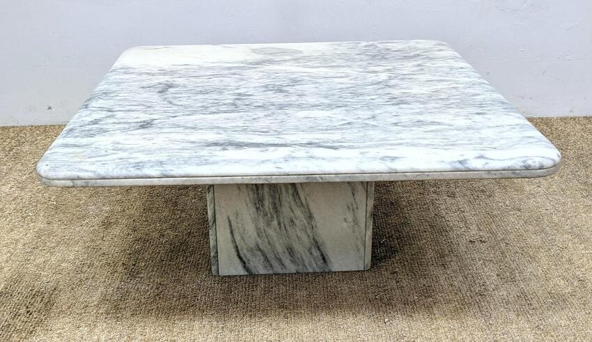 Square Marble Top Modernist Cocktail Table. Coffee tabl