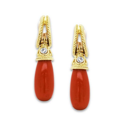 Stambolian Yellow Gold and Diamond Drop Earrings with