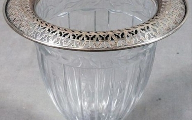 Sterling & Etched Glass Flower Vase