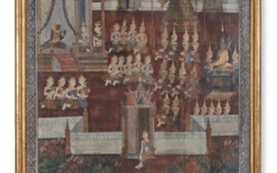 THAILANDE - XIXe siècle Détrempe sur toile,... - Lot 6 - Aponem