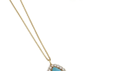 TURQUOISE AND DIAMOND NECKLACE IN 18KT YELLOW GOLD
