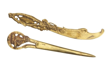 TWO BRONZE LETTER OPENERS 19TH CENTURY