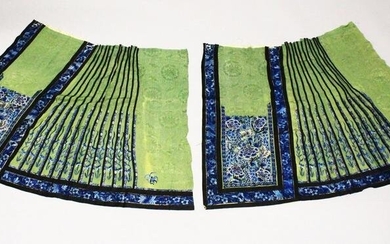 TWO CHINESE EMBROIDERED SILK SKIRT / ROBE PANELS