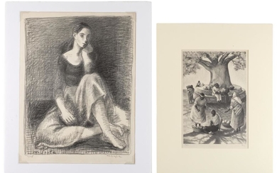 TWO LITHOGRAPHS 1) "Palin" by Edith Bry (New York/Missouri, 1898-1991). Titled lower left. Signed lower right "Bry". 13" x 9.25" sig...