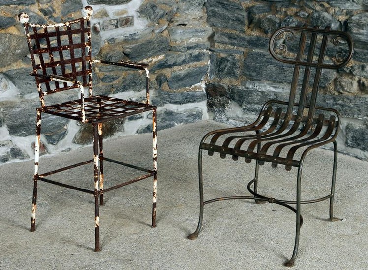 TWO WROUGHT IRON GARDEN CHAIRS