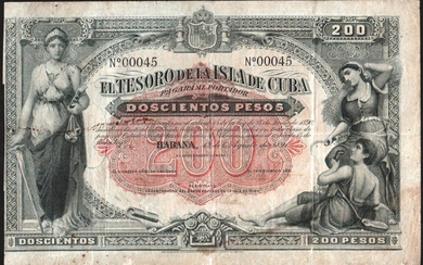 Tesoro de la Isla de Cuba. 12 de agosto de 1891. 200 pesos