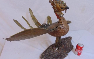 Thai exotic bird sculpture, bird with carved wood head