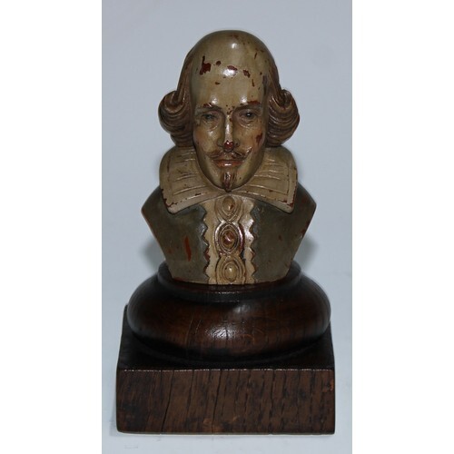 The Bard of Avon - a carved and polychrome painted portrait ...