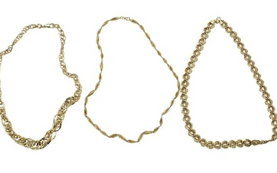 Three Contemporary 14 Karat Yellow Gold Necklaces