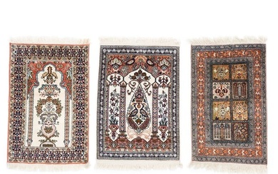 Three Indo-Persian Silk Rugs