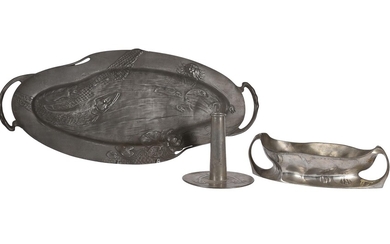 Three items of Art Nouveau metalware
