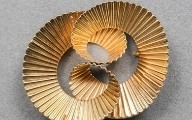 Tiffany & Co. 14K Mid-Century Swirl Pin Brooch