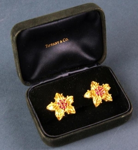 Tiffany and Co 18k Gold and Ruby Earrings